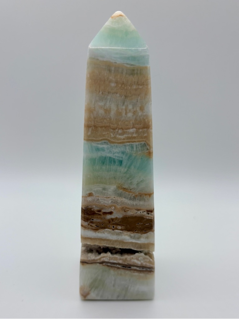 Caribbean Calcite Tower Druzy Crystal Obelisk Blue Brown 400g